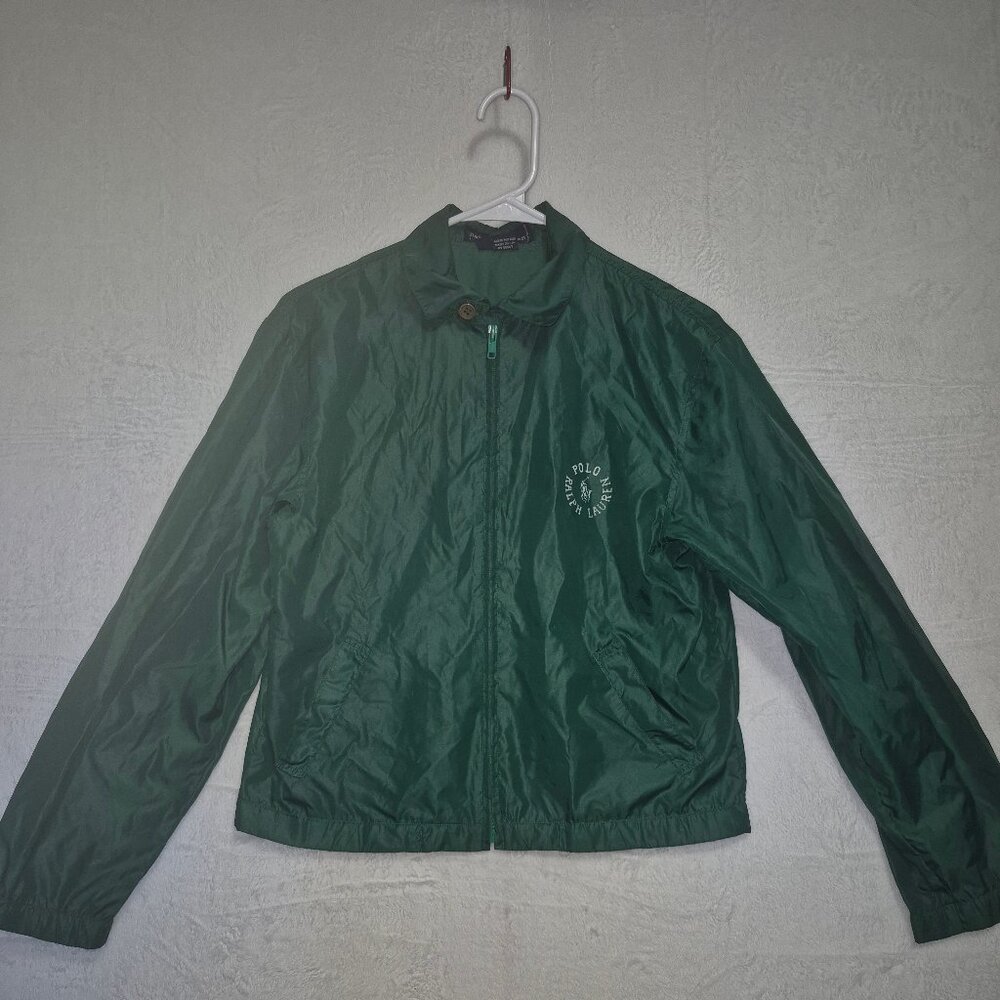 Vintage Polo Ralph Lauren Green Nylon Windbreaker Jacket Sz S 90s Y2K Preppy